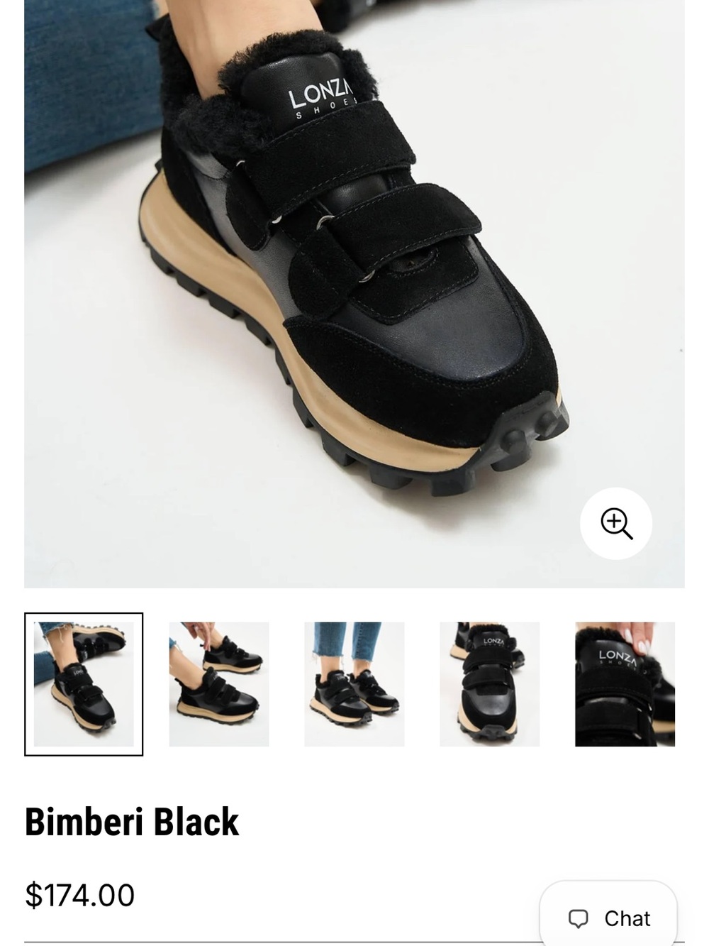 Bimberi Women's Black Faux-Fur Strap Sneakers